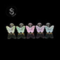 SMTNEK resin titanium steel outer teeth translucent rainbow color butterfly lip stud earrings stainless steel piercing jewelry.