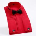 Men's French Cuff Tuxedo Shirt Solid Color Wing Tip Collar Shirt Men Long Sleeve Dress Shirts Formal Wedding Bridegroom Shirt. 