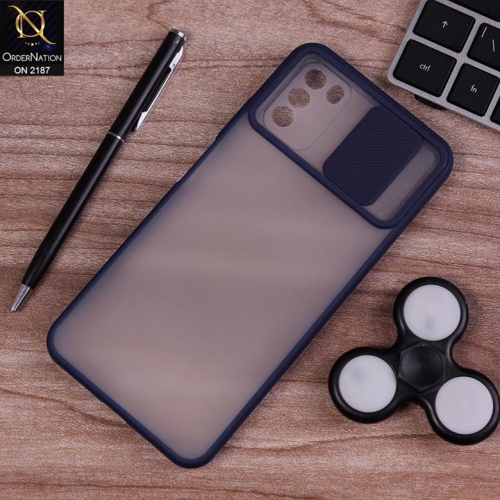 POCO M3 Transparent Matt Camera Slide Shutter Froosted Back Case Mobile Back Cover Mat Cover