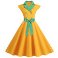 Vintage Office Lady Dresses Stand Collar Sleeveless Button Dot Dress Women Comfortable Casual Spring Summer Streetwear.