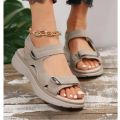New Brand Hook Loop Sandals Women Summer Leather Light Leisure Wedge Platform Shoes Blue Girls Outside Anti-slide Apricot 42.