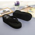 2024 New Slippers Women's Summer Wear Fashion High Heel Platform Shoes Thick Bottom Non-Slip Beach Ladies Flip-Flops.