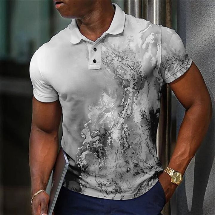 Simple%20Men'S%20Polo%20Shirt%20Splash%20Ink%20Printing%20Daily%20Casual%20Short%20Sleeve%20Street%20Top%20Tees%20Summer%20Men%20Clothing%20Loose%20Oversized-Shirts%20-%20Image%202