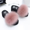 Fluffy Slippers Female Summer New Fox Fur Slippers Platform Wedge Slippers High Heel Slippers Platform Shoes. 