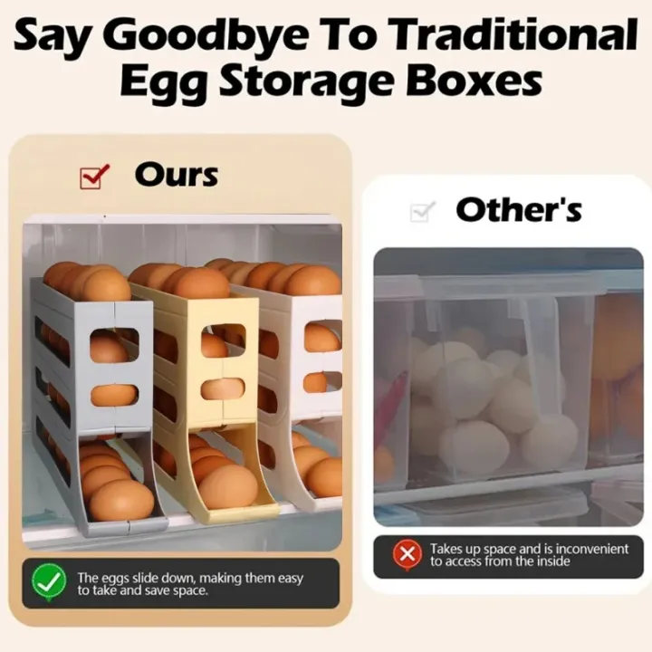 4%20Tiers%20Egg%20Holder%20for%20Fridge%2026%20Eggs%20Auto%20Rolling%20Egg%20Dispenser,%20Space-Saving%20Egg%20Dispenser%20Holder%20(Yellow)-DS%20Mart%20-%20Image%204