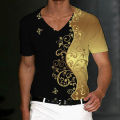 Luxury T-Shirt For Men 3d Flower V-Neck Men'S Clothing Street Daily Tops Loose Oversized Sportswears Summer Casual Short Sleeves. 