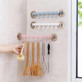 6 Hooks Hanging Towel Racks Bathroom Self Adhesive Punch-free Wall Hanger Storage Hanger Kitchen Organizer Suction Cup Hooks Closet Hanging Key Rack.