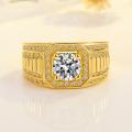 Stalls supply yellow gold-plated domineering full diamond rings diamond rings, business men's rings, color-retaining double row diamond engagement rings.