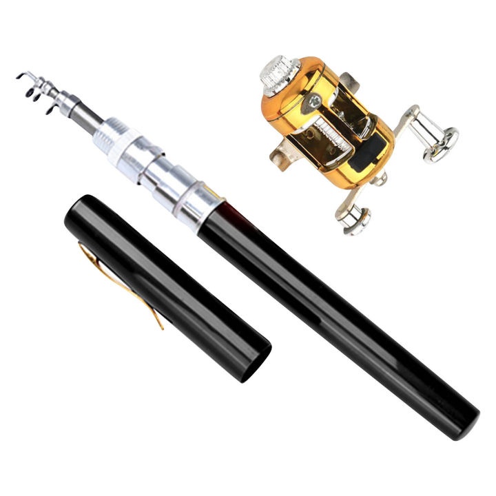 Telebrands%20As%20Seen%20on%20Tv%20MINI%20POCKET%20PEN%20FISHING%20ROD%20POLE%20WITH%20GOLDEN%20BAITCASTING%20REEL%20SET%20-%20Image%203