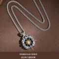 Nautical compass necklace men's fashion brand personality street eight-pointed star pendant vintage imitation Thai silver compass men's necklace.