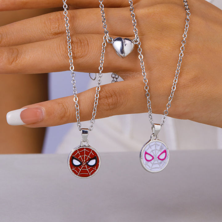 Fashion Couple Heart Necklace for Women Men Cartoon Spider