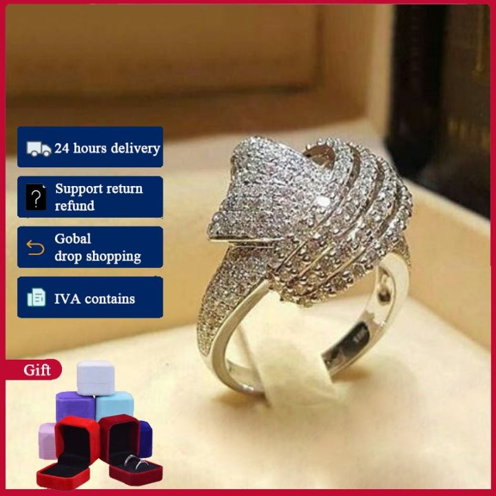 HOYON%2018K%20White%20Gold%20Color%20Diamond%20Style%20Ring%20Set%20For%20Women%20Fine%20Luxury%20925%20Sterling%20Silver%20Color%20Moissanite%20Wedding%20Jewelry%20-%20Image%203