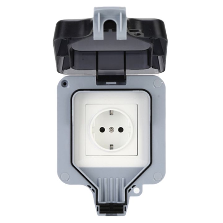 IP66 Weatherproof Waterproof Outdoor Wall Power Socket 16A EU Standard Electrical Outlet Grounded AC110-250V EU Plug