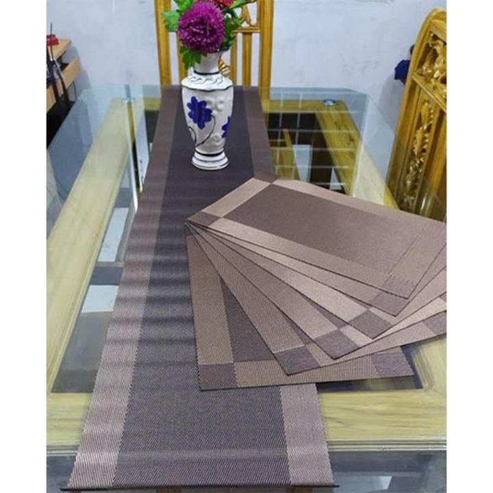 Exclusive Dining Table Runner With 6 Pieces Mat Multicolor - Enhance Your Dining Decor With This Exclusive Table Runner And Mat Set