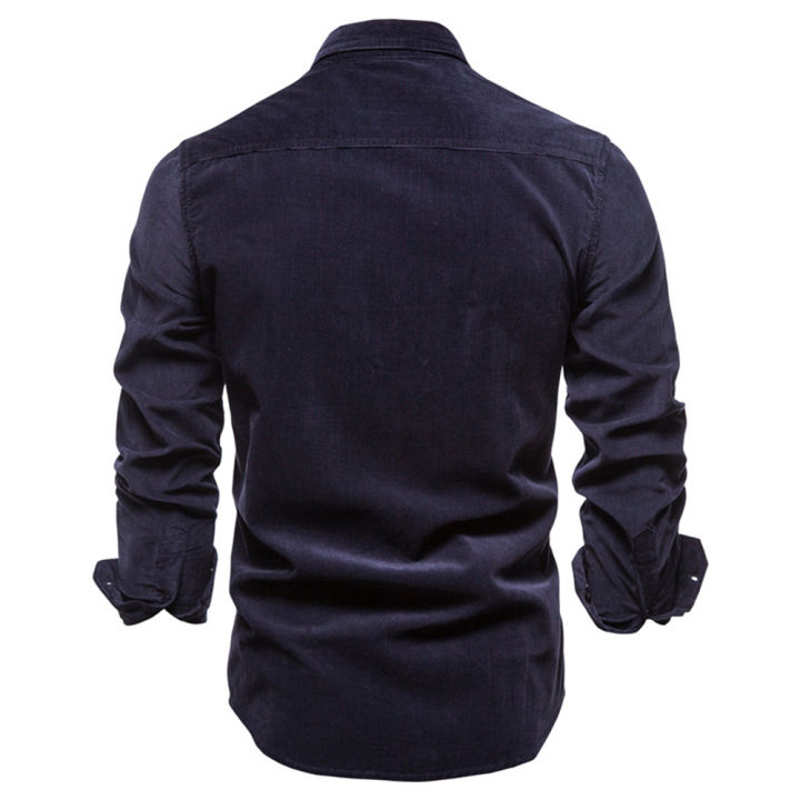 2021%20New%20Single%20Breasted%20100%25%20Cotton%20Men's%20Shirt%20Business%20Casual%20Fashion%20Solid%20Color%20Corduroy%20Men%20Shirts%20Autumn%20Slim%20Shirt%20Men%20-%20Image%203