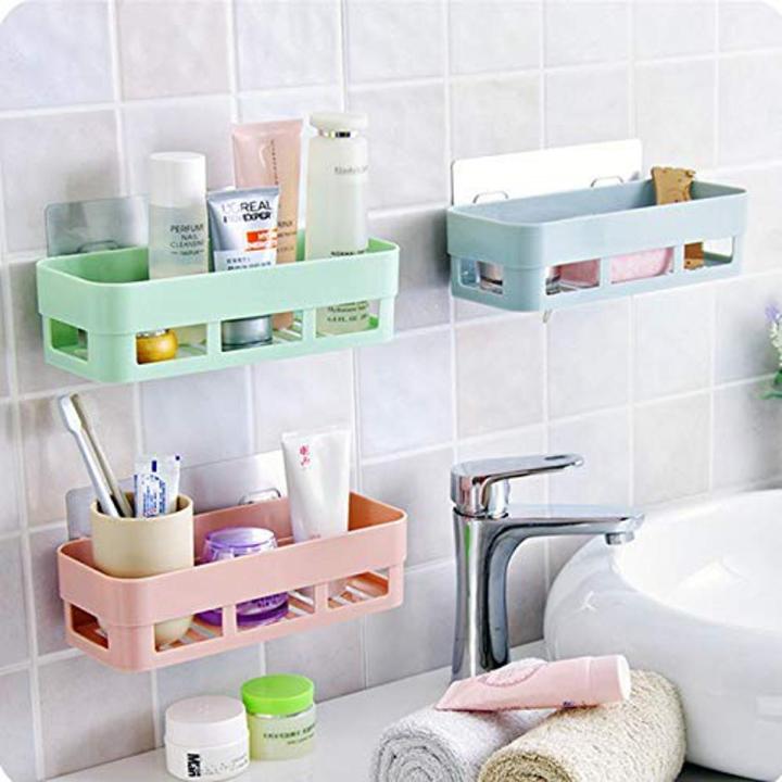 Bathroom Shelf Bathroom Adhesive Storage Rack 1pcs Kitchen Home Decoration Corner Shower Shelf Rack Storage Rack Accessories set on tiles and plastic paint wall - Wall Decoration