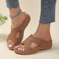 Sandals Women 2023 New Summer Shoes Women Elegant Low Heels Sandals Summer Slippers Zapatos Mujer Wedge Heeled Sandals Female.