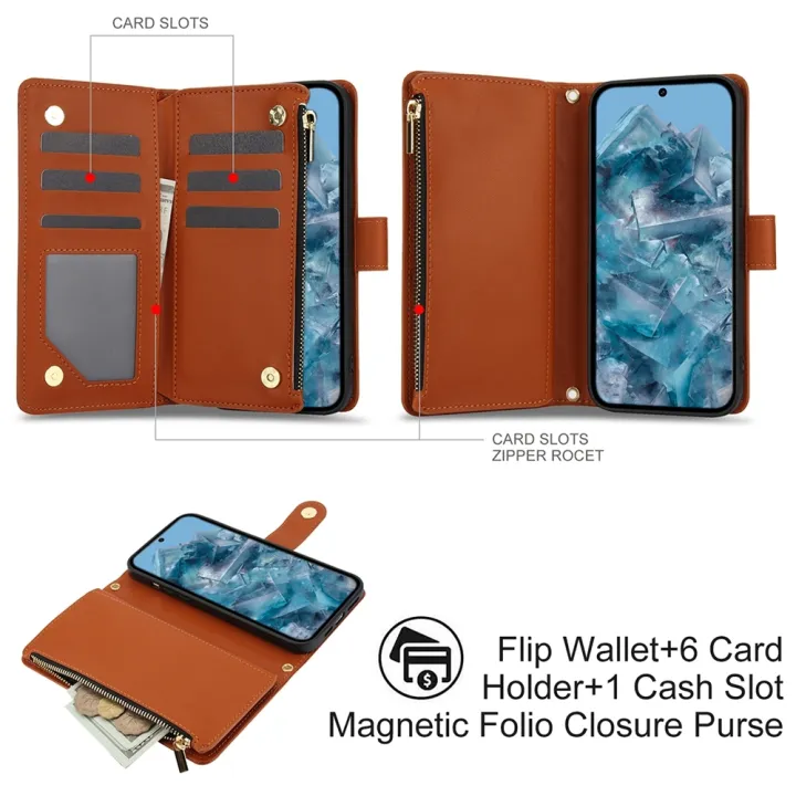 YM016%20Rhombic%20Zipper%20Card%20Wallet%20Leather%20Phone%20Case%20with%20Lanyard%20For%20Google%20Pixel%208%20Pro%20-%20Image%202