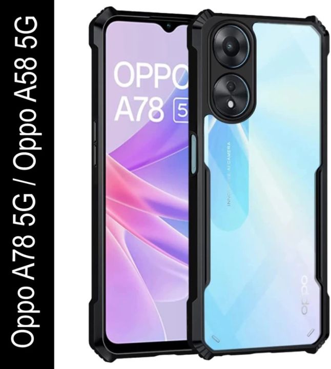 For Oppo A58 5G / oppo A78 5G Back Cover | Crystal Clear Transparent Back | Ultra Hyrbid | Full Camera Protection | Raised Edge | Bumper For Oppo A58 5G Phone Case