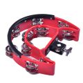 Double Ring Moon Tambourine Tambourine Jazz Drum Rhythm Tamborine Percussion Instrument Accessories-Red. 