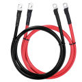 Battery Inverter Connection Cable Set with Terminals 8/6/4/2 AWG 10/16/25/35mm2 UPS Wire Stranded Red Copper Core Tin-plated Lug. 