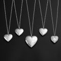Unique Silver Color Photo Frame Pendant Necklace Carved Designs Heart-shaped Openable Locket Necklace Family Jewelry Gift.
