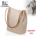 LouisWill Fashion Women Bucket Bag Straw Bags Woven Shoulder Bag Handbag Crossbody Bag Leisure Style Suitable for Casual Summer. 