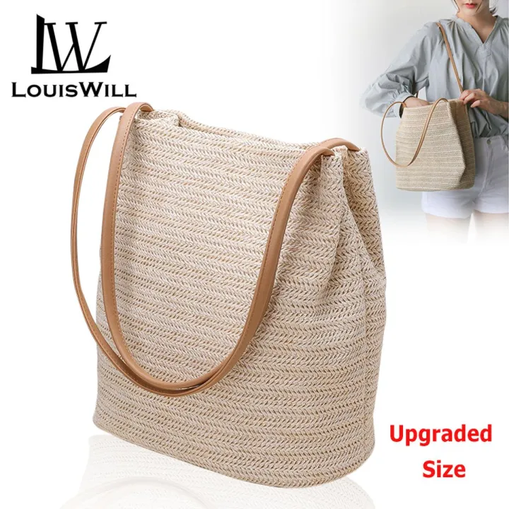 LouisWill%20Fashion%20Women%20Bucket%20Bag%20Straw%20Bags%20Woven%20Shoulder%20Bag%20Handbag%20Crossbody%20Bag%20Leisure%20Style%20Suitable%20for%20Casual%20Summer%20-%20Image%202