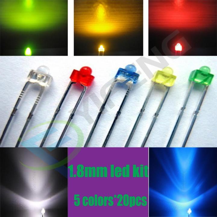 【Alizeker Mall】1.8mm red/yellow/blue/green/white Ultra Bright water R/Y/B/G/W LED Lamps LED Diode Assorted Kit