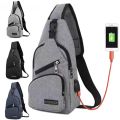USB Charging Sling Bag For Men Casual Chest Bag Shoulder Crossbody Bag Male Anti Theft Multifunction Bags Man Sports Travel Pack.