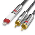 GOLLEY LION Lightning to RCA Cable for iPhone IPA-d, 2-Male Y Splitter Aux Audio Cord Compatible with iPhone 13 Pro/13/12 Pro/11/11 Pro/XS/X/8/7/6 Adapter for Car, Amplifiers, Home Theater, Speaker. 