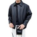White Khaki Black Leather Jacket Men Slim Fashion Casual Motorcycle Jacket Mens Streetwear Korean Hip-hop Bomber Jacket Men Coat. 