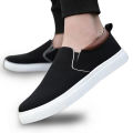 New Trendy Fashionable Black Grey Blue and Khaki Color Korean Canvas Sneakers Shoes for Men Slip On Casual Shoes. 