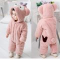 Baby Winter Fleece Jumpsuit With Hood Girls Boys Snowsuits Warm Rompers Outfits-Long-30,Body-28inci -1pcs. 