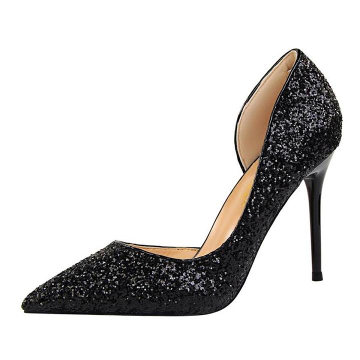 Sequins High-Heeled Shoes Pointed Toe Thin Heels Pumps High Heels Party Women Shoes