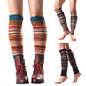 Women Striped Knitted Leg Warmers Winter Footless Knee High Fashion Boot Socks. 