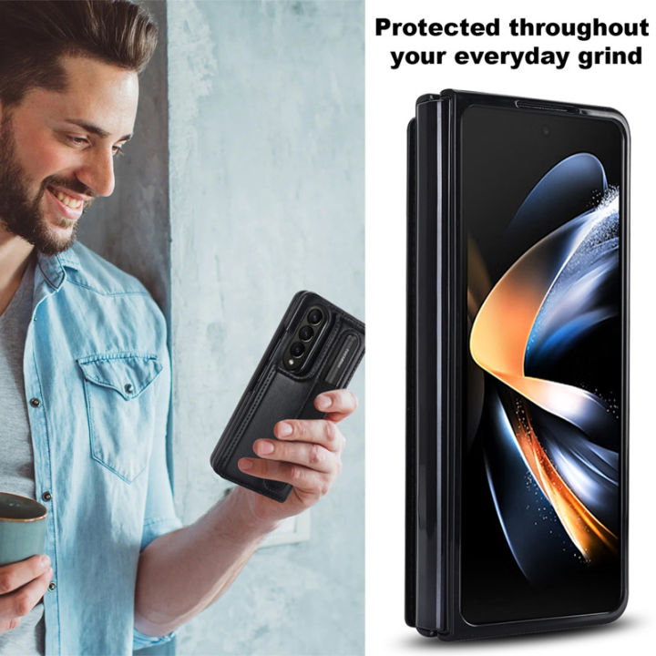 %E3%80%90Solo%20Yolo%E3%80%91Double%20Buckle%20for%20Samsung%20Z%20Fold%205%20Mobile%20Phone%20Leather%20Case%20ZFOLD4/3%20Folding%20Card%20Insert%20Protective%20Shell%20with%20Pen%20Slot%20-%20Image%202