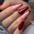 24pc French artificial nails with designs y2k butterfly 3D charms press on nails XLong ballet coffin false nails with rhinestone.