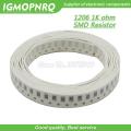 100PCS 1206 SMD Resistor 1% resistance 1K ohm chip resistor 0.25W 1/4W 102 IGMOPNRQ. 