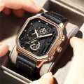 POEDAGAR New luxury fashion leather belt wrist-watche for men. 