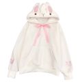 Kawaii Rabbit Ears Hoodie Winter Long Sleeve Blouse Loose Sweatshirt Design Cuff Printed Hooded Sweatshirt Soft Draw String Top. 