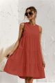 Cotton O-Neck Sleeveless Solid Midi Dress Stitching Large Swing Casual Loose Sundress Vestidos 2022 Summer Women Vest Dress.