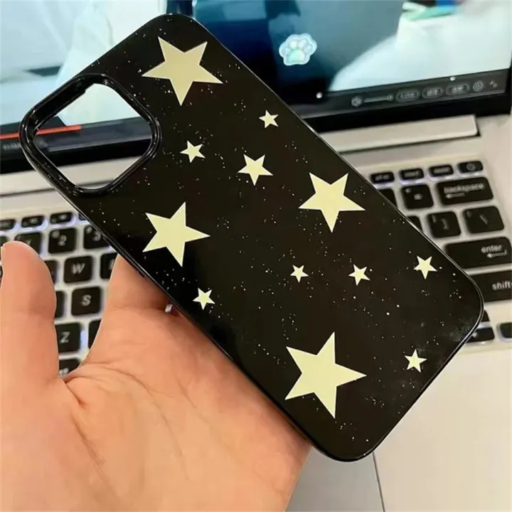 Cool%20Stars%20Gloss%20Black%20Stylish%20Phone%20Case%20For%20iPhone%2015%2014%2013%20Pro%20Max%2011%2012%20Mini%20XR%20Max%20X%207%208%20Plus%20SE%20Y2K%20Shockproof%20Soft%20Cover%20-%20Image%205