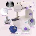 মিনি সেলাই মেশিন / Mini Sewing Machine 5 in 1 - Dual Speed Portable Mini Electric Pedal Double Threads Rewind Swing Machine. 