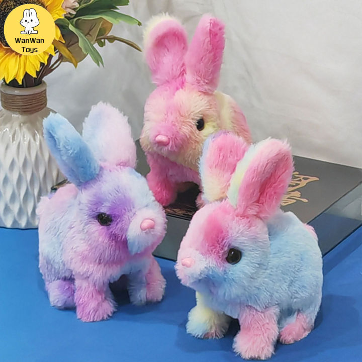 Simulating Pet Plush Electric Black-Eyed Camouflage Rabbit Can