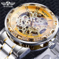 One piece dropshipping winner watch men's fashion casual classic pop openwork rhinestone manual mechanical watch.