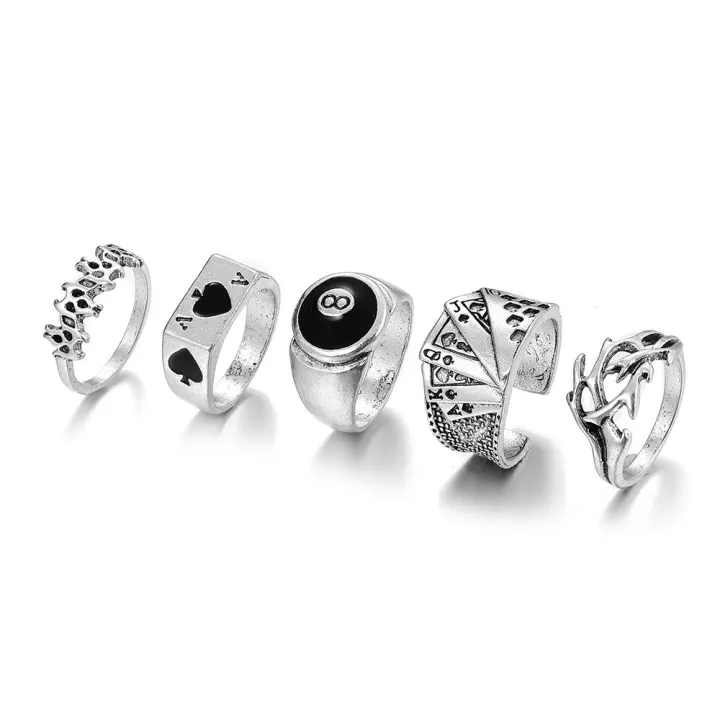 Enacolor%205Pcs/Set%20Retro%20Silver%208%20Poker%20Ring%20Vintage%20Spades%20Solitaire%20Creative%20Personality%20Joint%20Rings%20Set%20Accessories%20-%20Image%206
