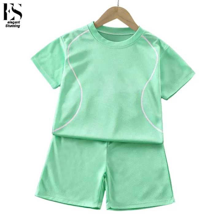 Elegantstunning%202%20Pieces%20Summer%20Children%20Sports%20Suit%20Short%20Sleeved%20T-shirt%20Shorts%20Quick-drying%20Sportswear%20Set%20For%203-8%20Years%20Old%20Boys%20-%20Image%202