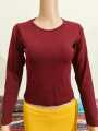 Women's and Girls' for Cotton New Stylish Short Body Full Sleeve Crop Top Blouse-Fashionable, Soft, Ribbed Fabric.
