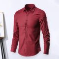 Autumn Shirt Chic Slim Fit Solid Color Casual Lapel Men Spring Shirt for Daily Wear Spring Shirt Men Shirt. 